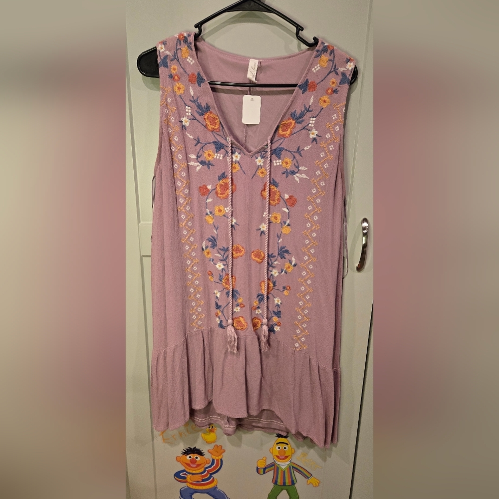 Love Dress with Floral Embroidery - Lavender